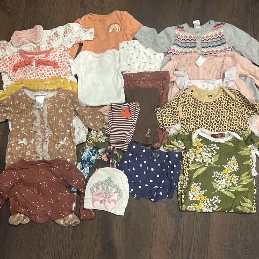 Baby Girl Clothes 0-6 Months Lot Bundle Milk Barn Carters 23 Piece Some Vintage